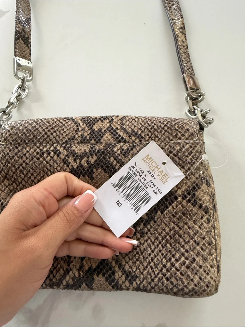 NEW Michael Kors Julian snake print leather shoulder bag